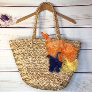 J. Crew Sea Urchin Straw Tote Bag
